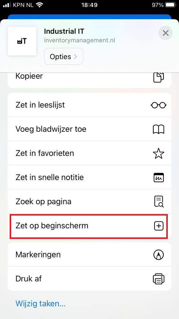 Add to Home Screen option