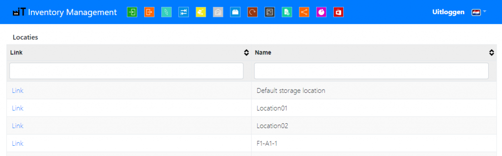 Web locations screen