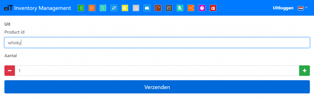Web uitgaande goederen scherm
